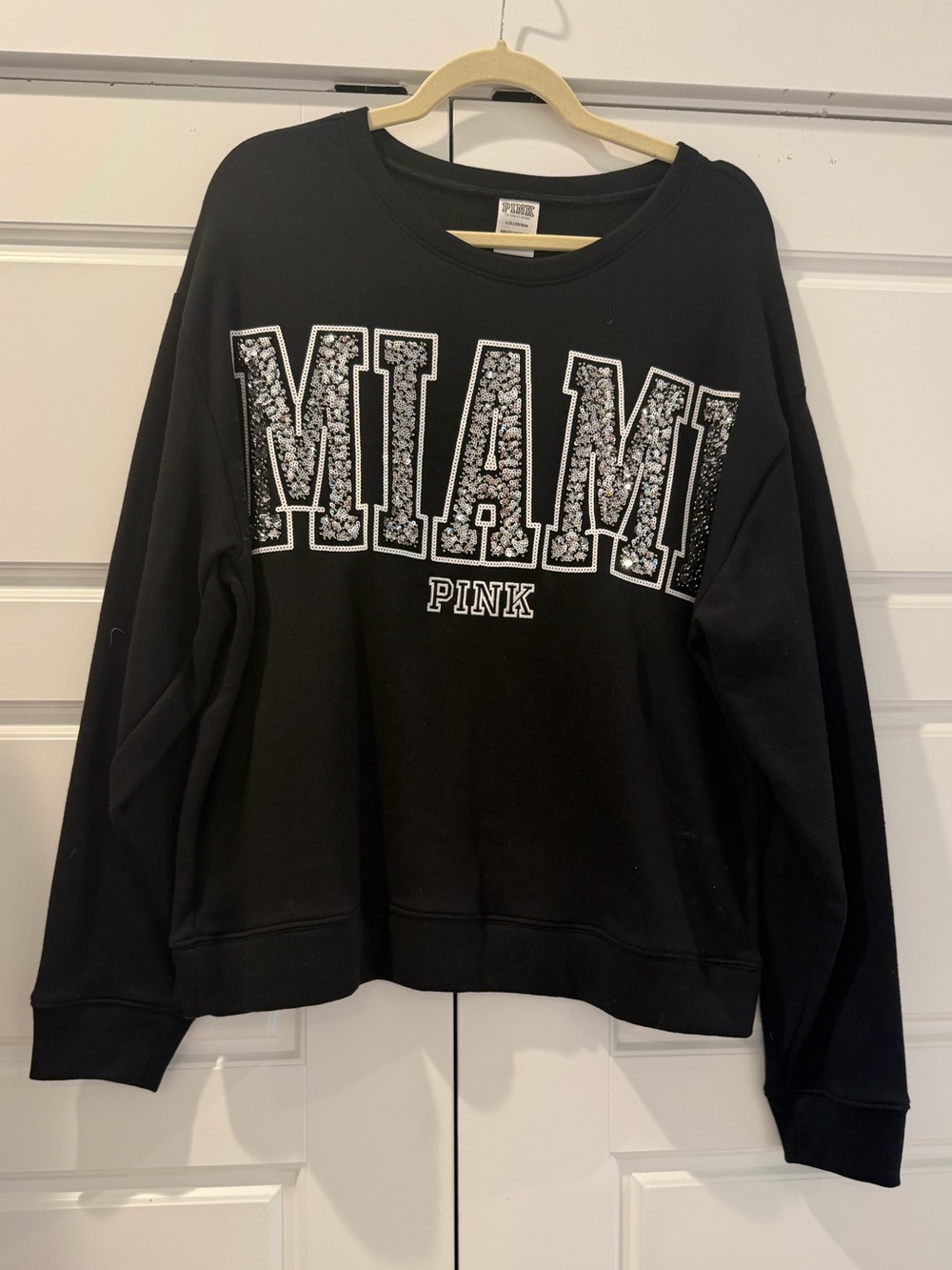 PINK Victoria's Secret Miami Graphic Black Crewneck Sweatshirt